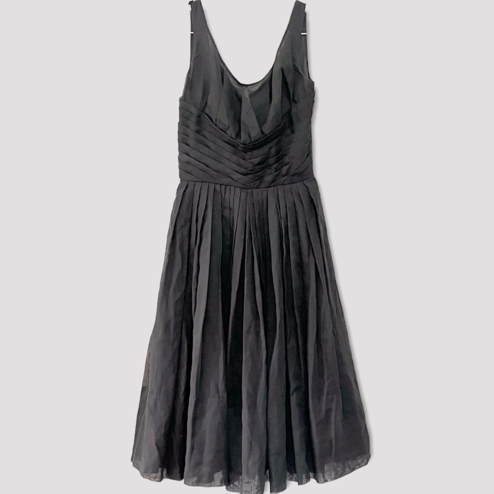 Vintage 50s/60s Miss Elliette California Fit & Flare Black Pleated Cotton Sz 2